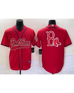 Men's Boston Red Sox Red Team Big Logo With Patch Cool Base Stitched Baseball Jersey