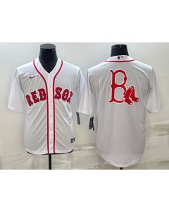 Men's Boston Red Sox White Team Big Logo Cool Base Stitched Jersey