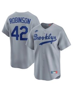 Men's Brooklyn Dodgers #42 Jackie Robinson Gray Throwback Cooperstown Collection Limited Jersey (Gray)