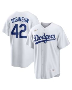 Men's Brooklyn Dodgers #42 Jackie Robinson White Home Cooperstown Collection Player Jersey (White)