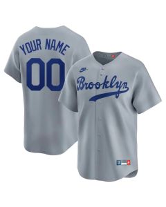 Men's Brooklyn Dodgers Gray Throwback Cooperstown Collection Limited Custom Jersey (Gray)