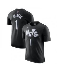 Men's Brooklyn Nets #1 Mikal Bridges Black 2023/24 City Edition Name & Number T-Shirt