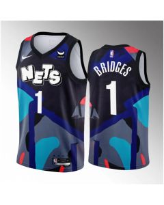 Men's Brooklyn Nets #1 Mikal Bridges Black 2023/24 City Edition Stitched Basketball Jersey