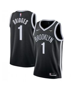 Men's Brooklyn Nets #1 Mikal Bridges Black Stitched Basketball Jersey