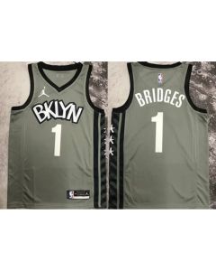 Men's Brooklyn Nets #1 Mikal Bridges Gray Stitched Basketball Jersey