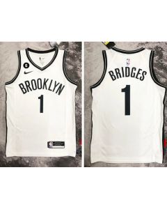 Men's Brooklyn Nets #1 Mikal Bridges White Stitched Basketball Jersey (White)