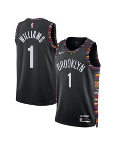 Men's Brooklyn Nets #1 Ziaire Williams Black 2025/26 City Edition Swingman Jersey (Black)