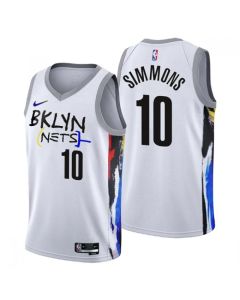 Men's Brooklyn Nets #10 Ben Simmons 2022/23 White City Edition Stitched Basketball Jersey