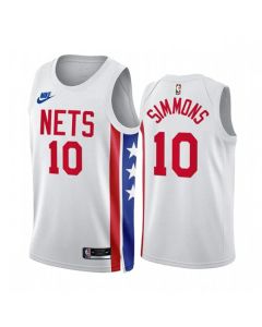 Men's Brooklyn Nets #10 Ben Simmons 2022/23 White Classic Edition Stitched Basketball Jersey