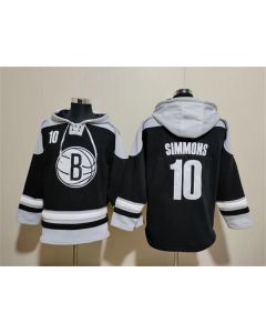 Men's Brooklyn Nets #10 Ben Simmons Black Lace-Up Pullover Hoodie