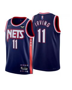 Men's Brooklyn Nets #11 Kyrie Irving 2021/22 Navy Swingman City Edition 75th Anniversary Stitched Basketball Jersey