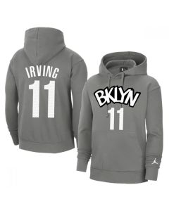 Men's Brooklyn Nets #11 Kyrie Irving 2021 Grey Pullover Hoodie
