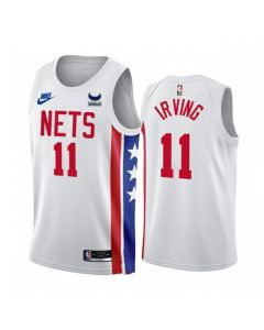 Men's Brooklyn Nets #11 Kyrie Irving 2022/23 White With Patch Classic Edition Stitched Basketball Jersey