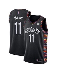Men's Brooklyn Nets #11 Kyrie Irving Black City edition Swingman Stitched NBA Jersey