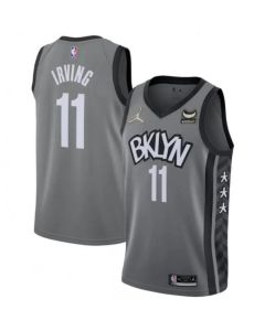Men's Brooklyn Nets #11 Kyrie Irving Grey 75th Anniversary With Webull Patch Stitched Jersey