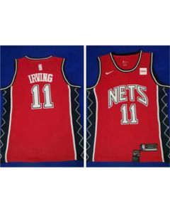 Men's Brooklyn Nets #11 Kyrie Irving Red Throwback Stitched NBA Jersey