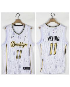 Men's Brooklyn Nets #11 Kyrie Irving White Christmas Edition Stitched Basketball Jersey