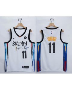 Men's Brooklyn Nets #11 Kyrie Irving White Stitched Jersey