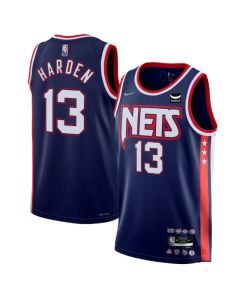 Men's Brooklyn Nets #13 James Harden 2021/22 Navy Swingman City Edition 75th Anniversary Stitched Basketball Jersey