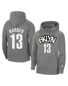 Men's Brooklyn Nets #13 James Harden 2021 Grey Pullover Hoodie