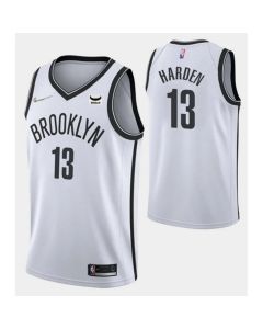 Men's Brooklyn Nets #13 James Harden White 75th Anniversary Association Edition Stitched NBA Jersey