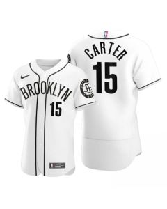 Men's Brooklyn Nets #15 Vince Carter 2020 White NBA X MLB Crossover Edition Stitched Jersey