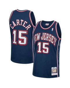 Men's Brooklyn Nets #15 Vince Carter Navy Throwback Hardwood Classics Stitched Jersey