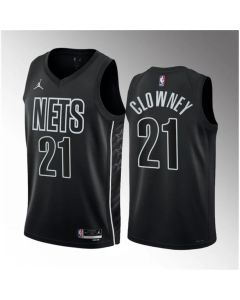 Men's Brooklyn Nets #21 Noah Clowney Black 2023 Draft Statement Edition Stitched Basketball Jersey