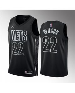 Men's Brooklyn Nets #22 Jalen Wilson Black 2023 Draft Statement Edition Stitched Basketball Jersey