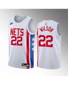 Men's Brooklyn Nets #22 Jalen Wilson White 2023 Draft Classic Edition Stitched Basketball Jersey