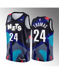 Men's Brooklyn Nets #24 Cam Thomas Black 2023/24 City Edition Stitched Basketball Jersey