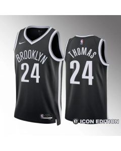 Men's Brooklyn Nets #24 Cam Thomas Black Icon Edition Stitched Basketball Jersey
