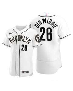 Men's Brooklyn Nets #26 Spencer Dinwiddie 2020 White NBA X MLB Crossover Edition Stitched Jersey