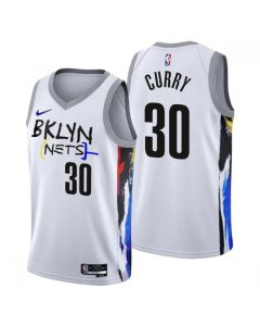 Men's Brooklyn Nets #30 Seth Curry 2022/23 White City Edition Stitched Basketball Jersey