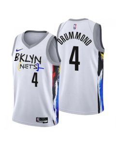 Men's Brooklyn Nets #4 Andre Drummond 2022/23 White City Edition Stitched Basketball Jersey