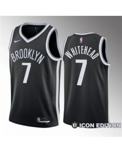Men's Brooklyn Nets #7 Dariq Whitehead Black 2023 Draft Icon Edition Stitched Basketball Jersey