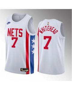 Men's Brooklyn Nets #7 Dariq Whitehead White 2023 Draft Classic Edition Stitched Basketball Jersey