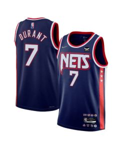 Men's Brooklyn Nets #7 Kevin Durant 2021/22 Swingman Navy City Edition 75th Anniversary Stitched Basketball Jersey
