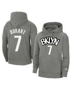 Men's Brooklyn Nets #7 Kevin Durant 2021 Grey Pullover Hoodie