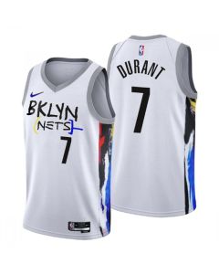 Men's Brooklyn Nets #7 Kevin Durant 2022/23 White City Edition Stitched Basketball Jersey