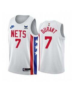 Men's Brooklyn Nets #7 Kevin Durant 2022/23 White With Patch Classic Edition Stitched Basketball Jersey