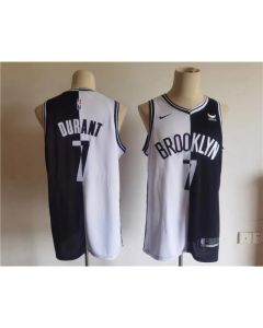 Men's Brooklyn Nets #7 Kevin Durant Black/White Split Stitched Basketball Jersey