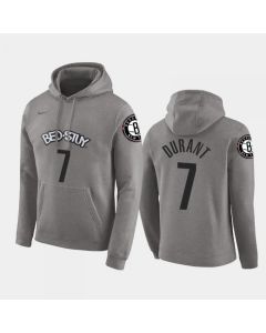 Men's Brooklyn Nets #7 Kevin Durant Grey City Pullover Hoodie