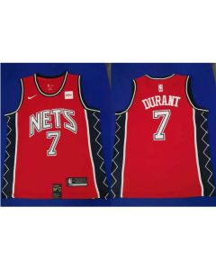 Men's Brooklyn Nets #7 Kevin Durant Red Throwback Stitched NBA Jersey
