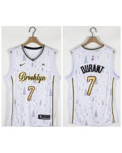 Men's Brooklyn Nets #7 Kevin Durant White Christmas Edition Stitched Basketball Jersey