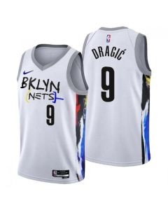 Men's Brooklyn Nets #9 Goran Dragic 2022/23 White City Edition Stitched Basketball Jersey