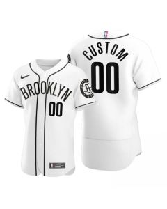 Men's Brooklyn Nets Customized 2020 White NBA X MLB Crossover Edition Stitched Jersey