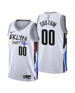 Men's Brooklyn Nets Customized 2022/23 White City Edition Stitched Basketball Jersey