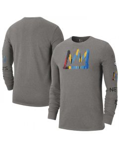Men's Brooklyn Nets Heather Charcoal 2022/23 City Edition Essential Expressive Long Sleeve T-Shirt