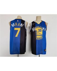 Men's Brooklyn Nets/Thunder/Warriors #7 Kevin Durant White/Blue/Black Splite Throwback basketball Jersey